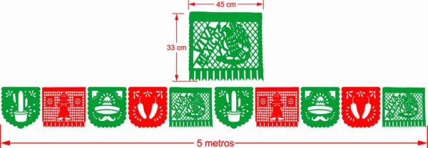 Papel picado Fiestas Patrias- 15 de Septiembre 10 ó 5 tiras de 5M c/u